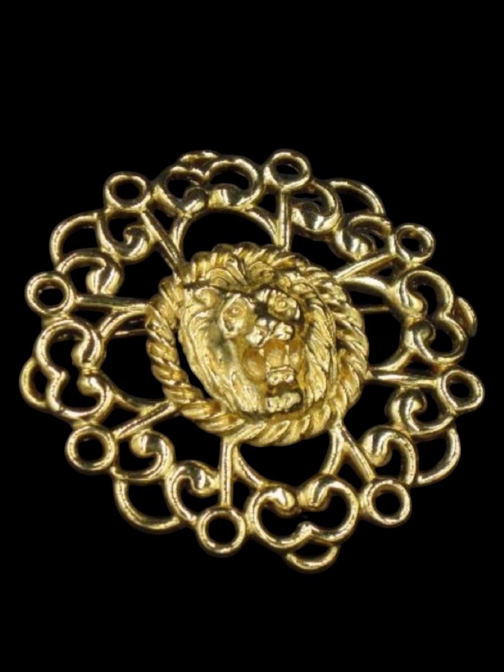 Vintage Iconic Anne Klein Lion Medallion Brooch